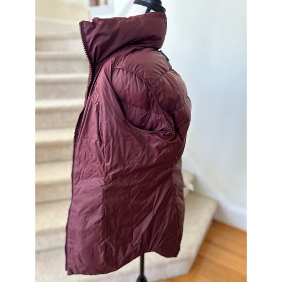 Athleta Downtown Burgundy Red Down Filled Zip Up Puffer Jacket - Picture 9 of 11